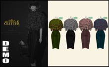 *GLITTER* DEMO FLUFFY OUTFIT MESH SKIRT & FUR PONCHO