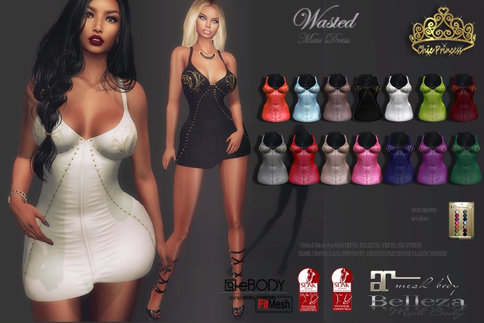 Chic Princess WASTED MINI DRESS MAITREYA, FREYA, ISIS, VENUS, PHYSIQUE, HOURGLASS,, EBODY, CLASSIC BODY