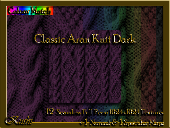 Classic Aran  Knit DARK Textures 