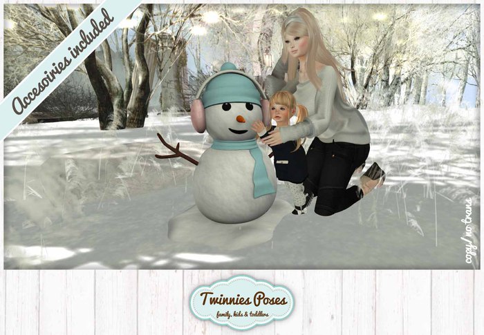 Twinnies Poses - 07 "Building A Snowman 03" [ Family Poses - Kids Poses - Family Pose ]