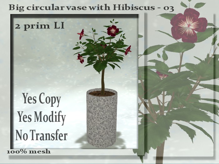 !Moril Creations! Big Circular vase with Hibiscus 03