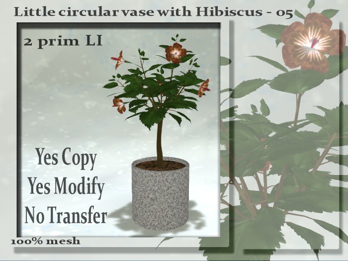 !Moril Creations! Little circular vase with Hibiscus 05
