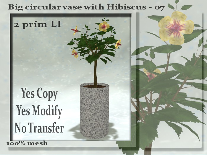 !Moril Creations! Big circular vase with Hibiscus 07