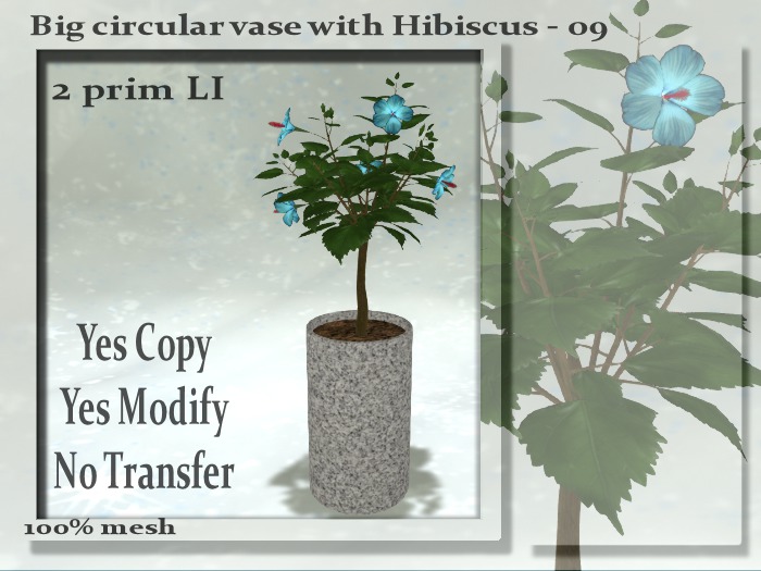 !Moril Creations! Big circular vase with Hibiscus 09