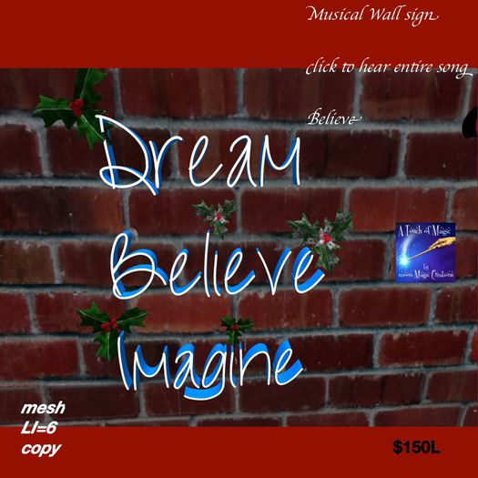 Dream Believe Imagine Musical Christmas Wall plaque(bag)