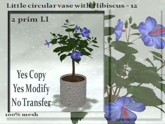 !Moril Creations! Little circular vase with Hibiscus 12