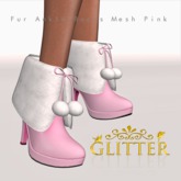 GLITTER - FUR Ankle boots Mesh Pink