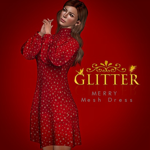 GLITTER - MERRY Mesh Dress Red