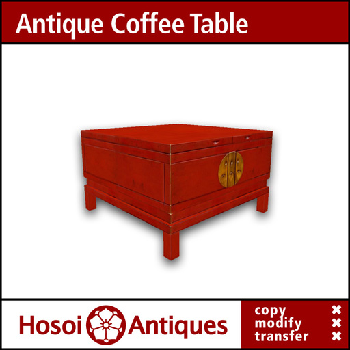 HIUP0 - Antique Red Painted Coffee Table - 01