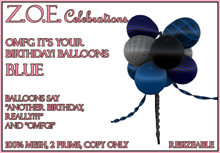 Z.O.E. OMFG It's Your Birthday! Balloons Blue