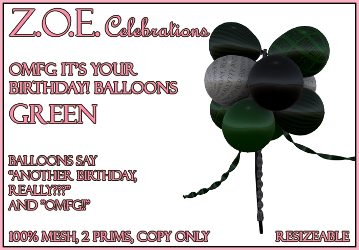Z.O.E. OMFG It's Your Birthday! Balloons Green