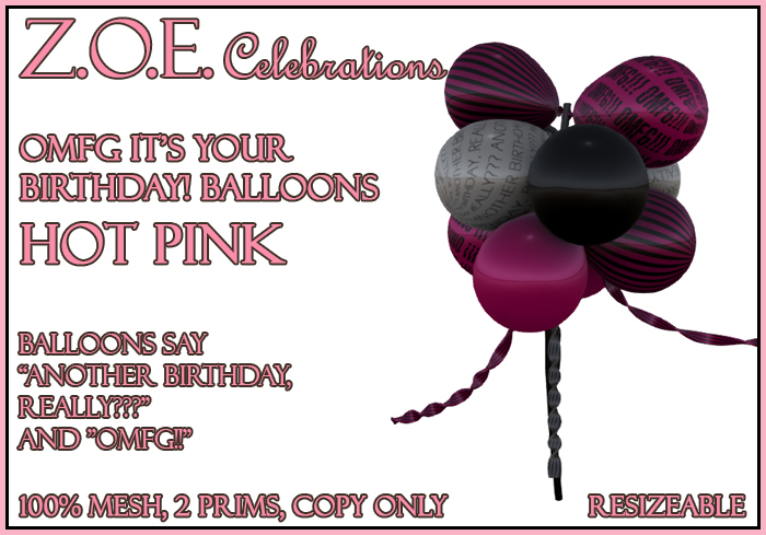 Z.O.E. OMFG It's Your Birthday! Balloons Hot Pink