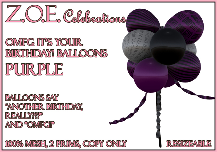 Z.O.E. OMFG It's Your Birthday! Balloons Purple