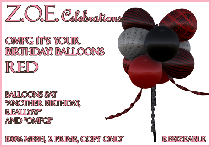 Z.O.E. OMFG It's Your Birthday! Balloons Red