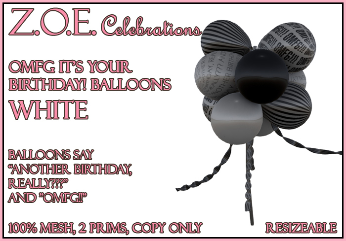 Z.O.E. OMFG It's Your Birthday! Balloons White