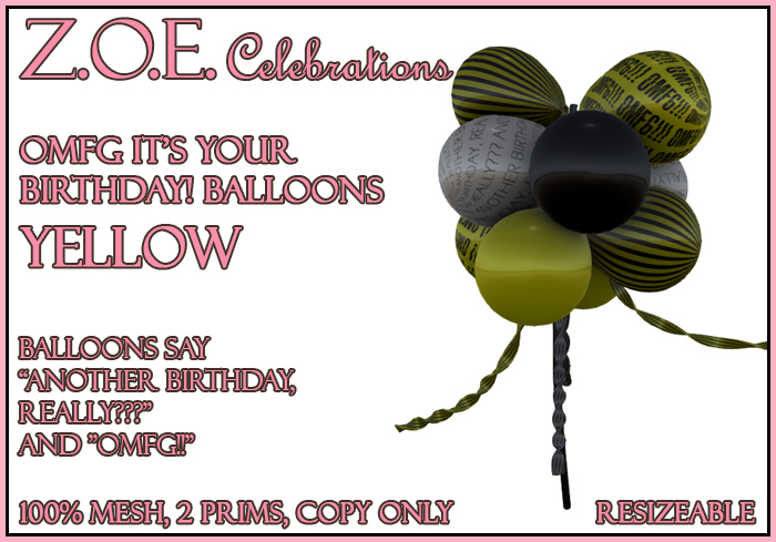 Z.O.E. OMFG It's Your Birthday! Balloons Yellow