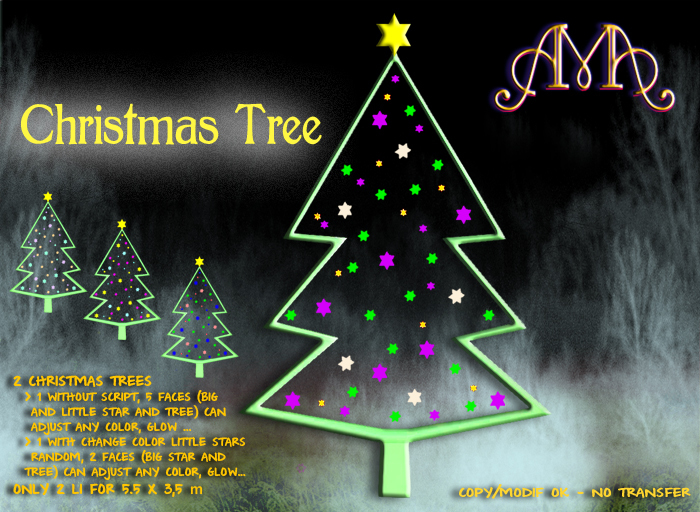 Christmas Tree with Colored Stars (mesh)