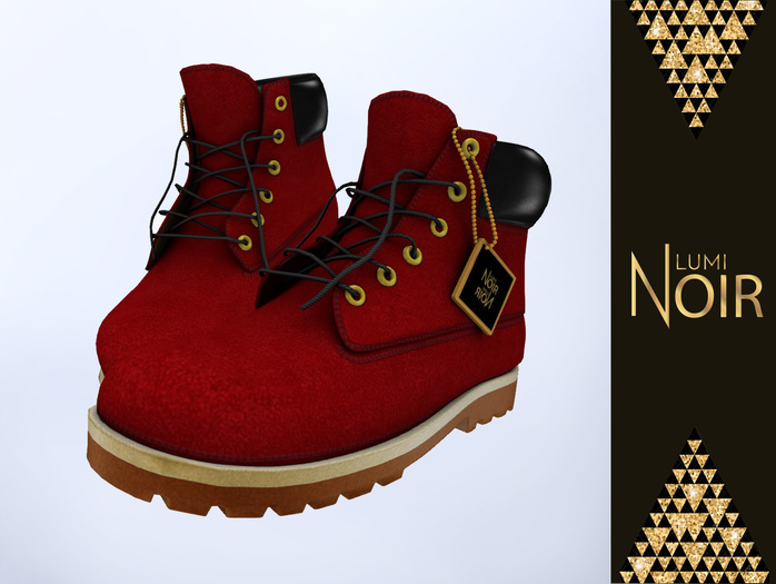 Lumi Noir - Mesh Timber Boots - RED/BLACK