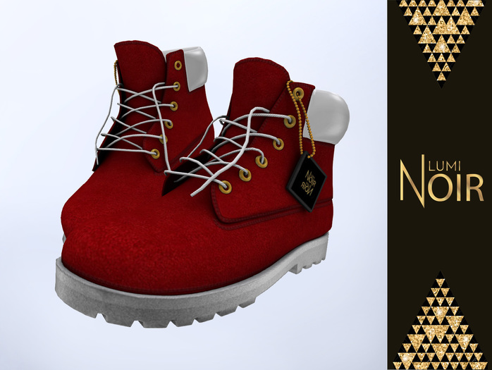 Lumi Noir - Mesh Timber Boots - RED/WHITE