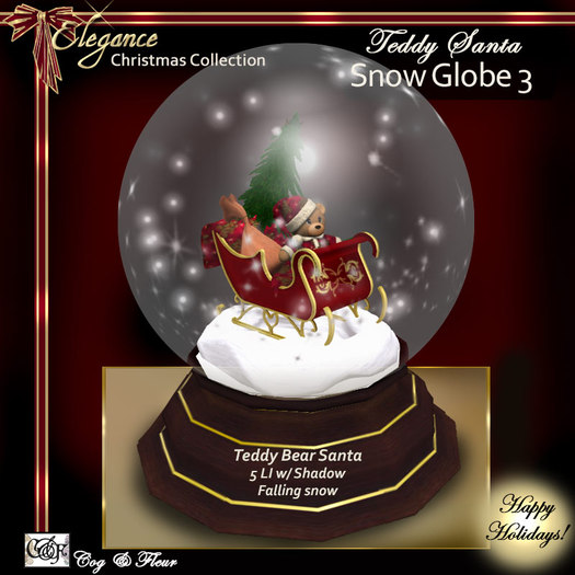C&F Snowglobe 3, LG & SM - Teddy Santa & Sleigh 5 LI