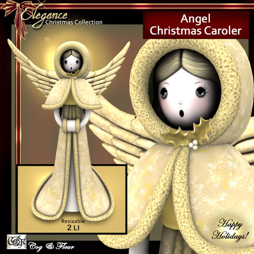 C&F Angel Caroler Figurines - Pale Gold 2 LI