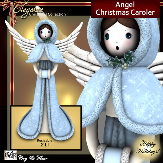 C&F Angel Caroler Figurines - ICE Blue  2 LI