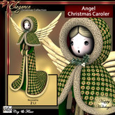 C&F Angel Caroler Figurines - Green Gold Stars 2 LI