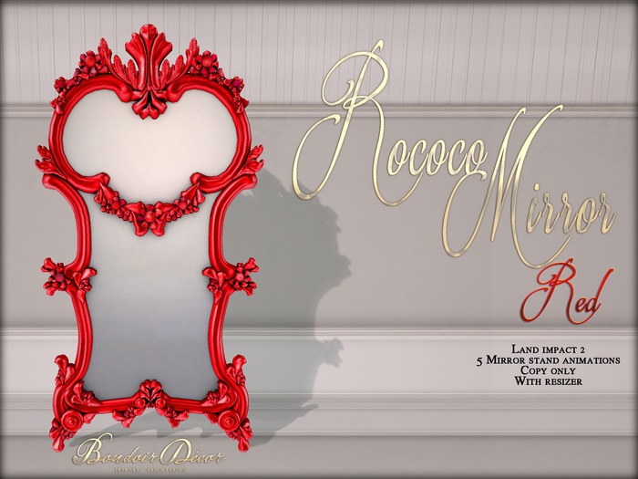 Boudoir Rococo Mirror Red