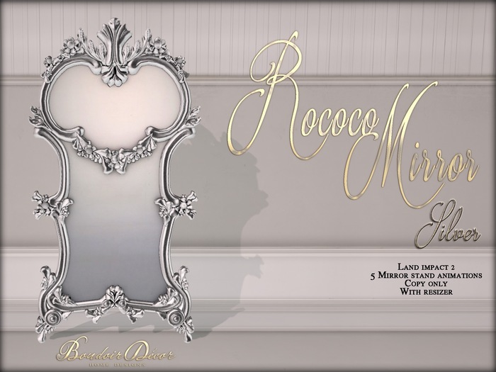 Boudoir Rococo Mirror Silver
