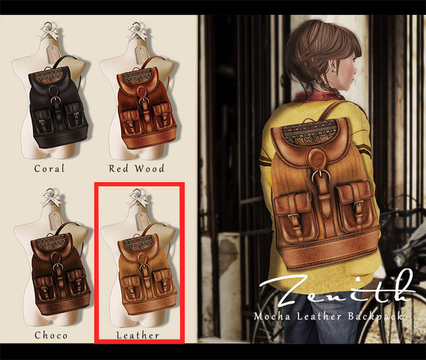 =Zenith=Mocha Leather Backpack (Leather)