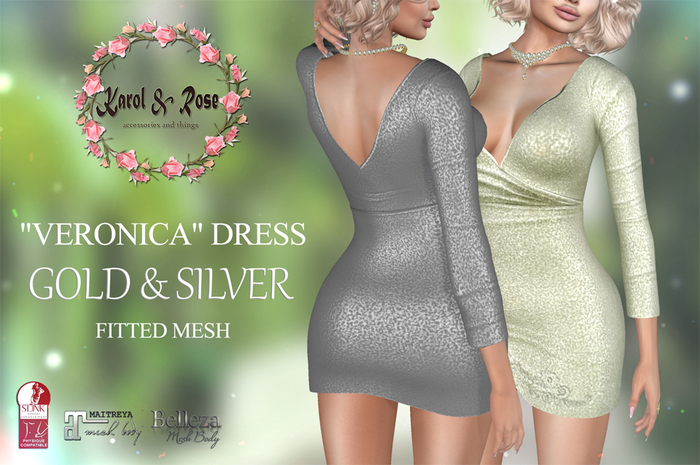 .KAROL ROSE. "Veronica" Dress gold Silver