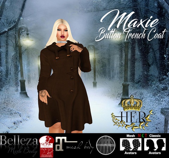{CB} MAXIE BUTTON TRENCH COAT-BROWN