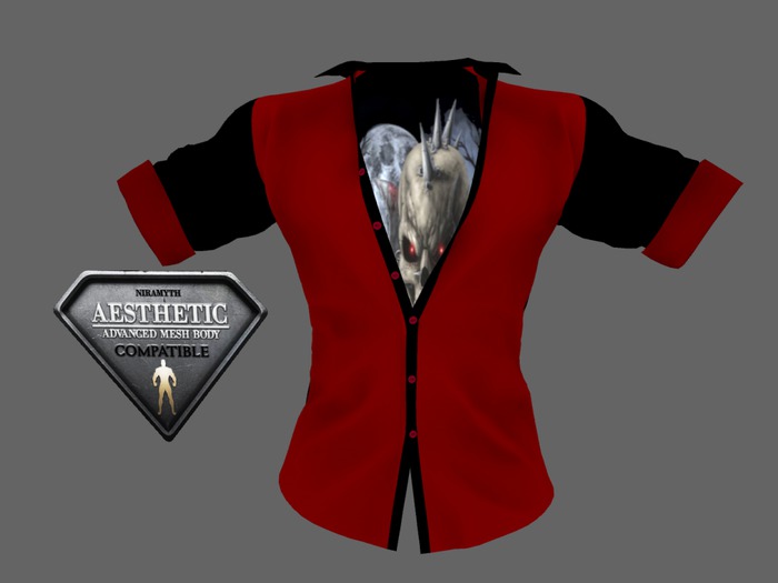Red and black button up