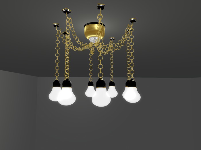 0005353 Golden chandelier with chains