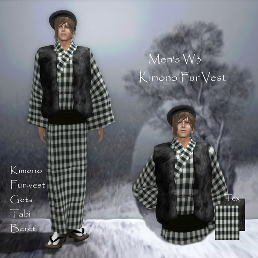Men's Kimono & Fur Vest W3 Box