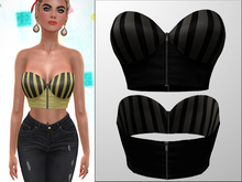TF: Stripe Cropped Leather Bustier BLACK