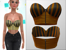 TF: Stripe Cropped Leather Bustier ORANGE