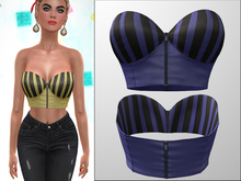 TF: Stripe Cropped Leather Bustier SLATEBLUE