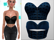 TF: Wave Cropped Leather Bustier BLUE