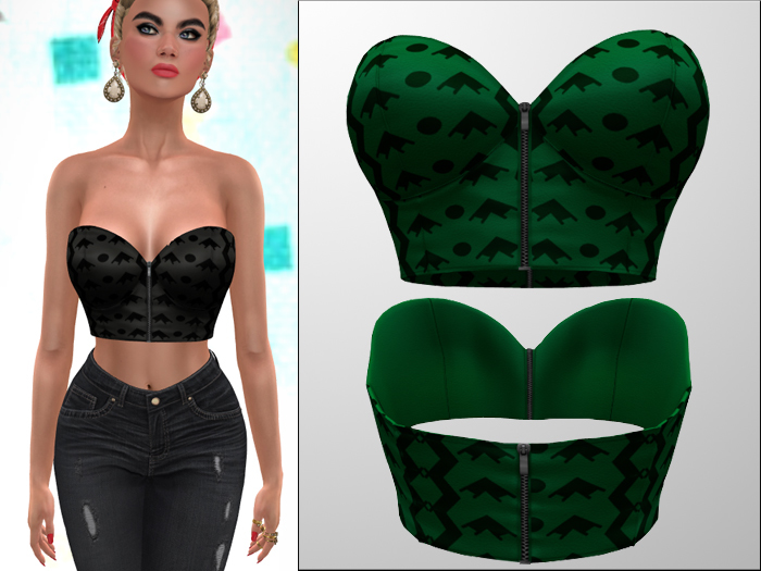 TF: Wave Cropped Leather Bustier GREEN