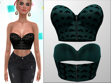 TF: Wave Cropped Leather Bustier TEAL