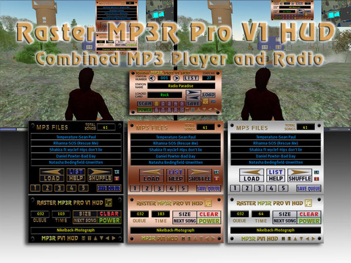 MP3 Player & Radio - Raster MP3R-PV1 HUD Package (Includes 2 Land Adaptors)