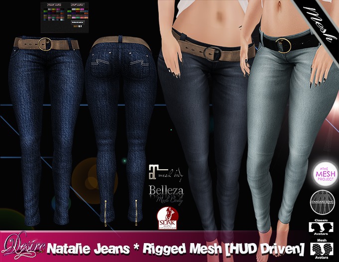 .::D::. Natalie Jeans * Rigged Mesh [HUD Driven]