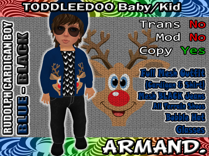 --ARMAND-- RUDOLPH CARDIGAN BOY - BLUE-BLACK