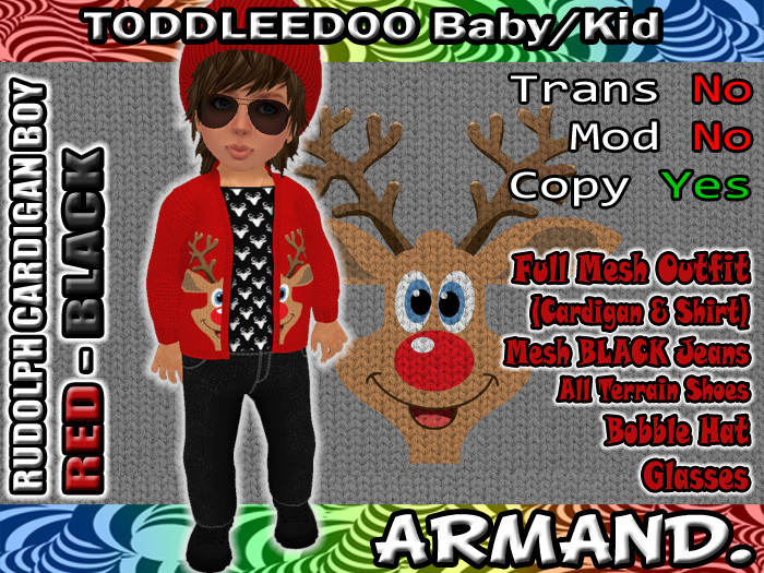 --ARMAND-- RUDOLPH CARDIGAN BOY - RED-BLACK