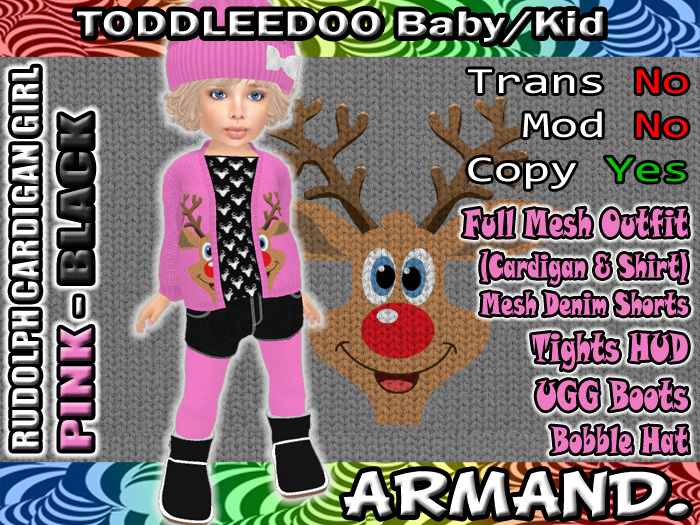 --ARMAND-- RUDOLPH CARDIGAN GIRL - PINK-BLACK
