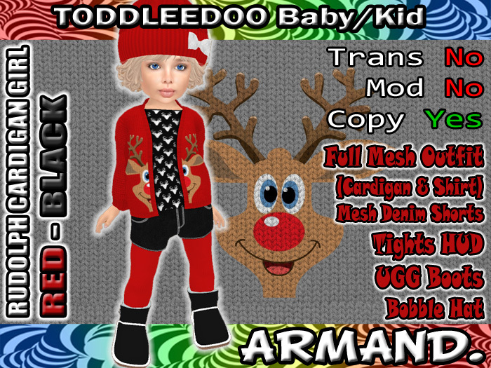 --ARMAND-- RUDOLPH CARDIGAN GIRL - RED-BLACK