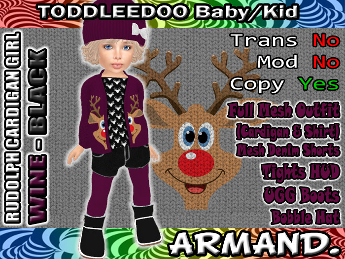 --ARMAND-- RUDOLPH CARDIGAN GIRL - WINE-BLACK