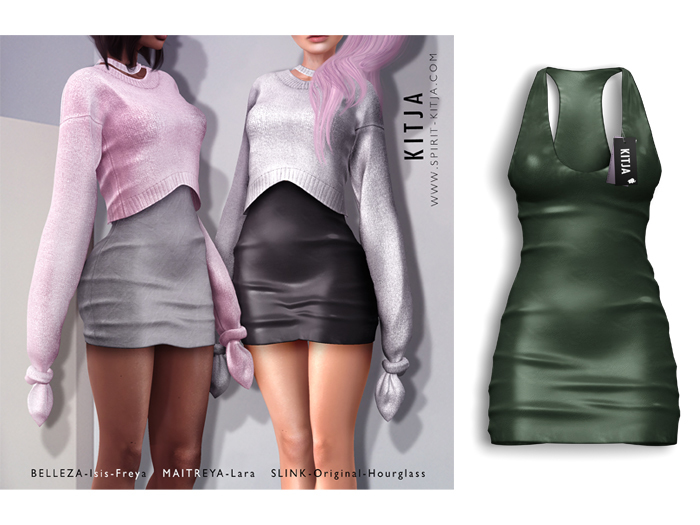 KITJA - Aurelia Leather Dress KHAKI