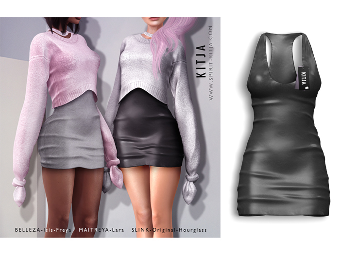 KITJA - Aurelia Leather Dress ANTHRAZIT